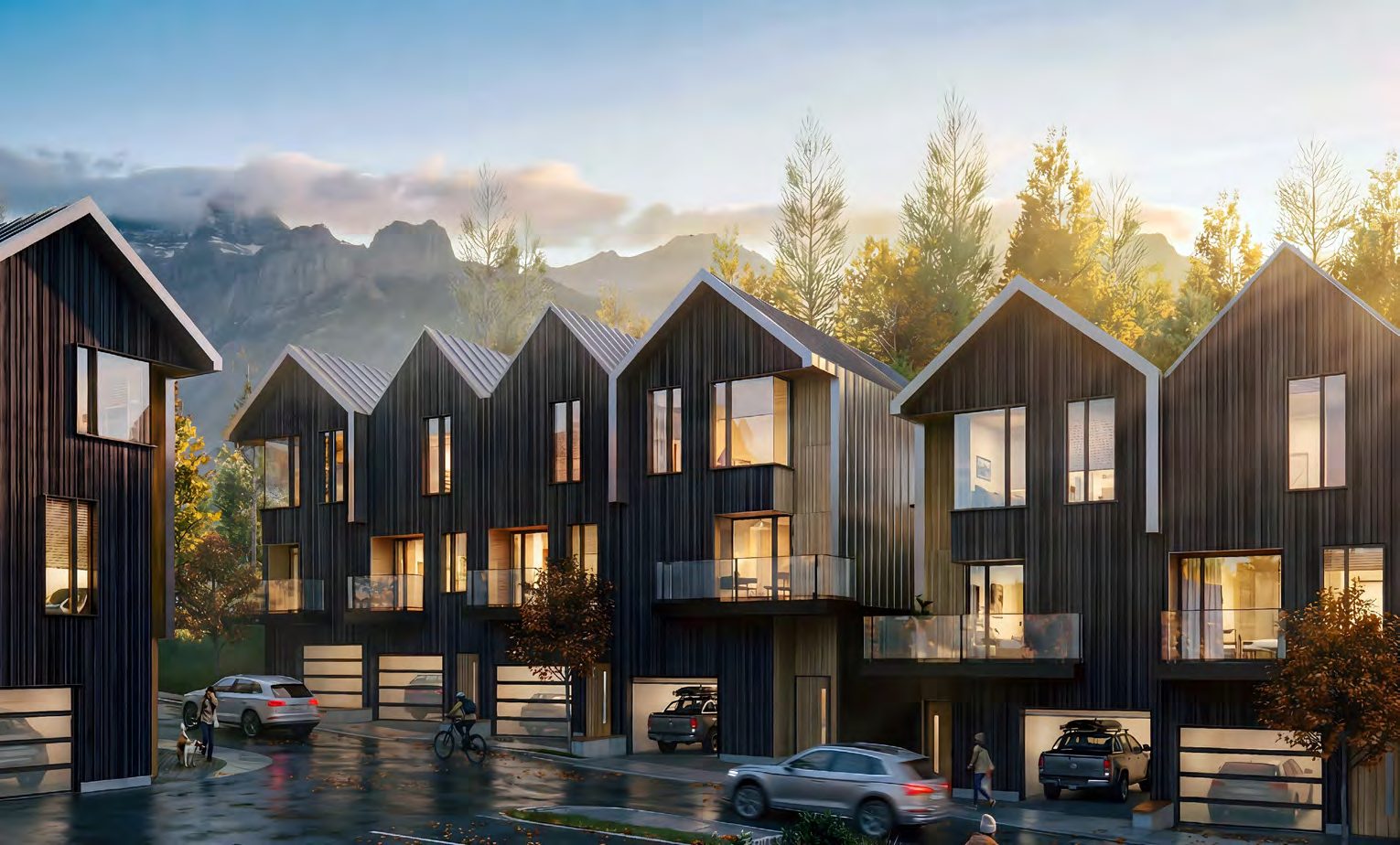 Townhomes at dusk